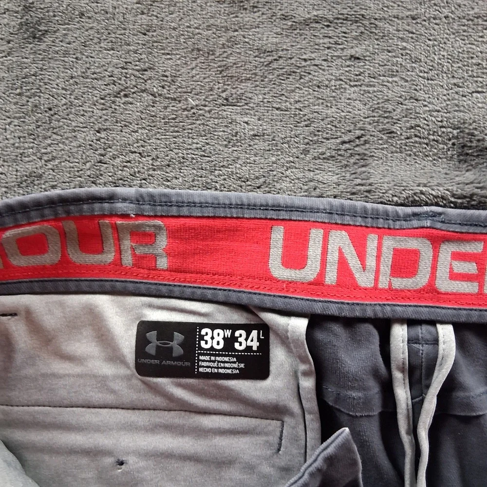 Under Armour Golf Chino Pants Mens 38x34 Gray Flat Front Stretch Waistband